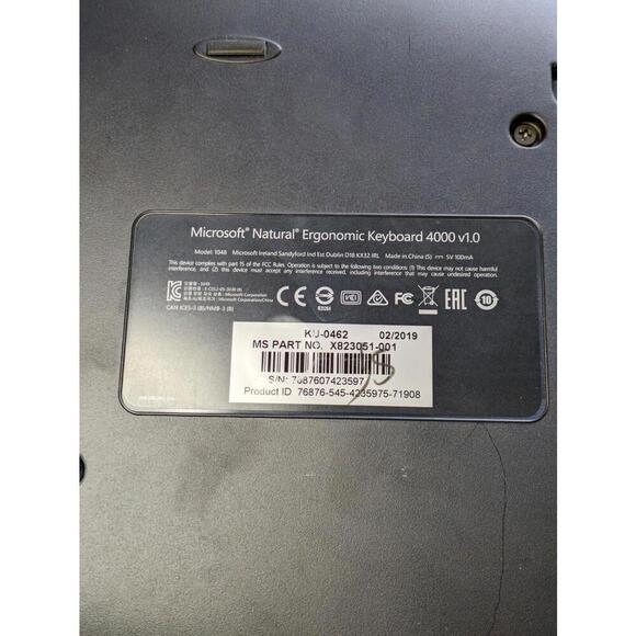 Microsoft Natural Ergonomic Keyboard 4000 v1.0 KU-0462 Model 1048 USB-Ships Free - Picture 4 of 4